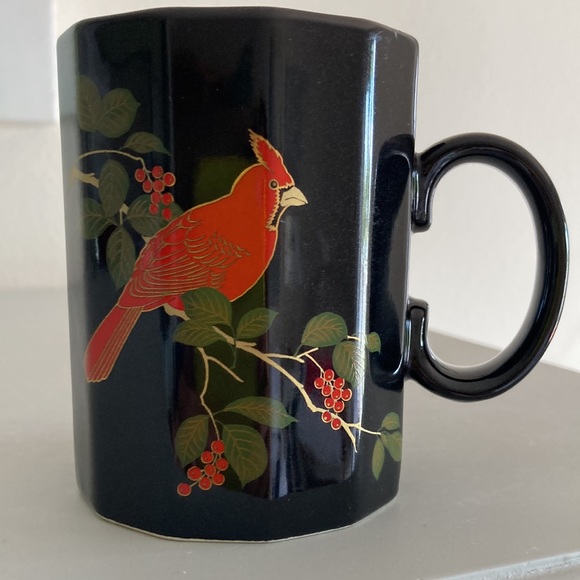 Otagiri Japan Vintage Cardinal Coffee Tea Mug Black Red Metallic Gold Detail - Picture 5 of 9